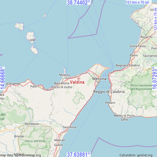 Valdina on map