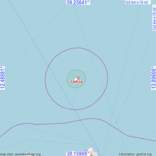 Ustica on map