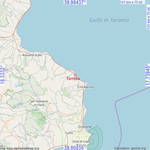 Torretta on map