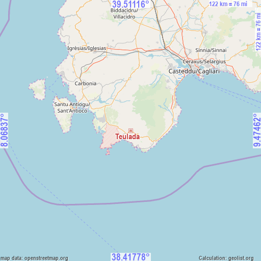 Teulada on map