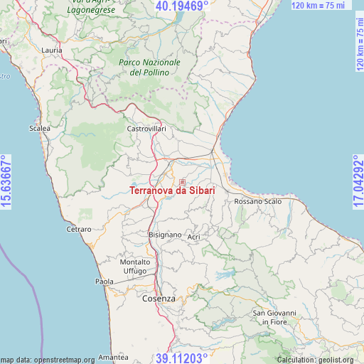Terranova da Sibari on map