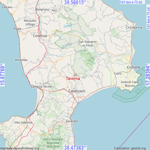 Taverna on map