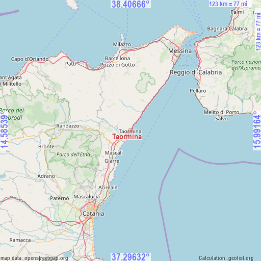 Taormina on map