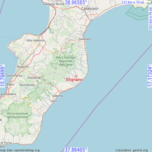 Stignano on map