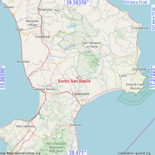 Sorbo San Basile on map