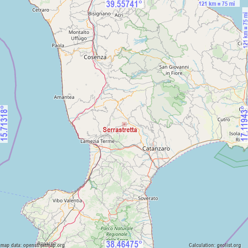 Serrastretta on map