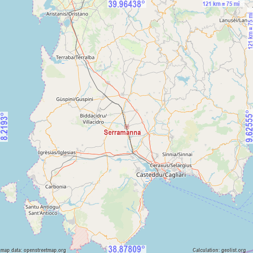 Serramanna on map