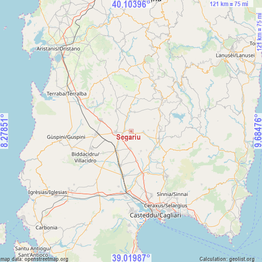 Segariu on map