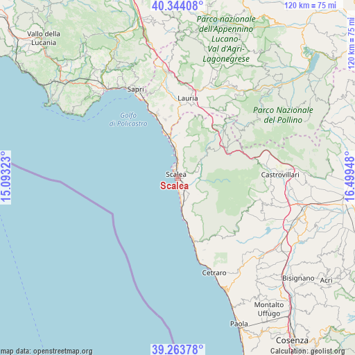 Scalea on map