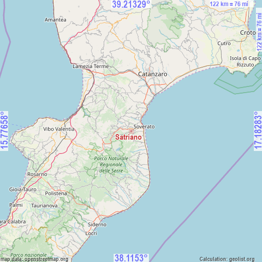 Satriano on map