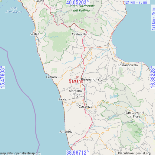 Sartano on map