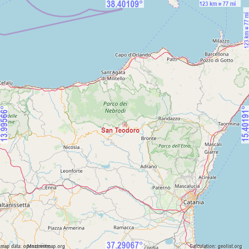 San Teodoro on map