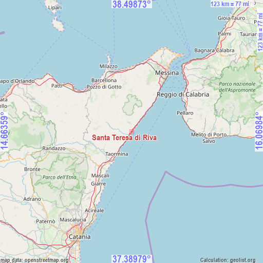 Santa Teresa di Riva on map