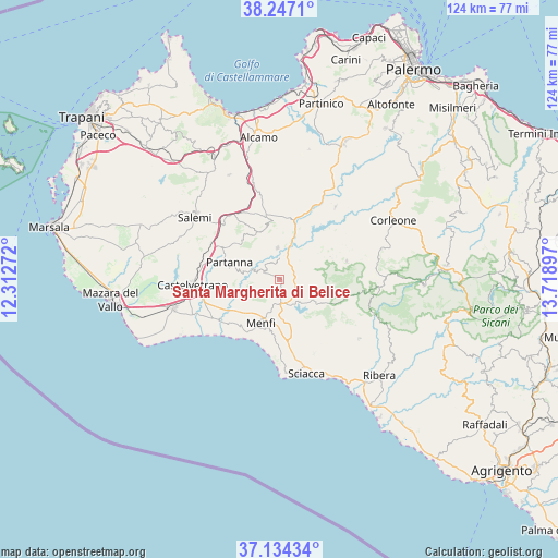 Santa Margherita di Belice on map