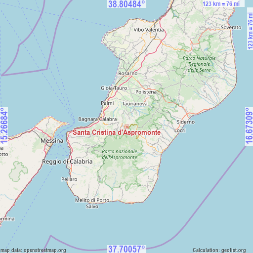 Santa Cristina d'Aspromonte on map