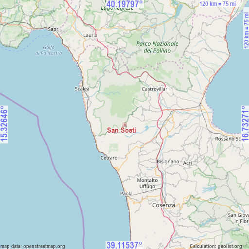 San Sosti on map