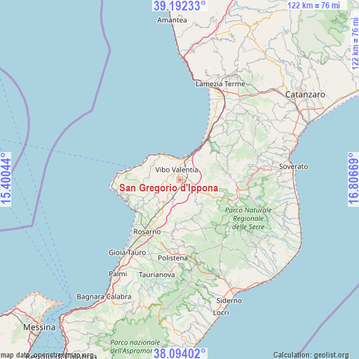 San Gregorio d'Ippona on map