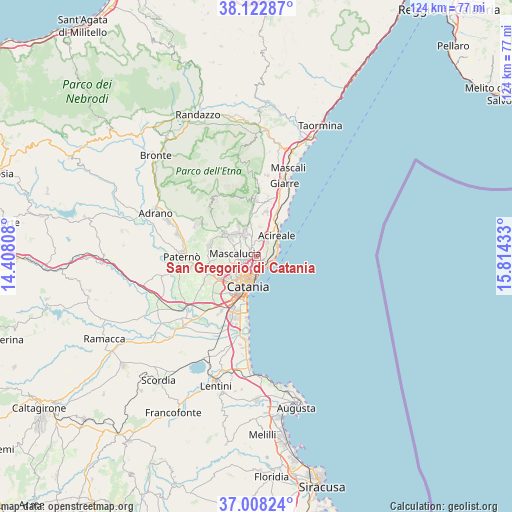 San Gregorio di Catania on map