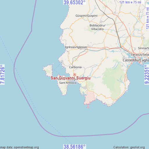 San Giovanni Suergiu on map