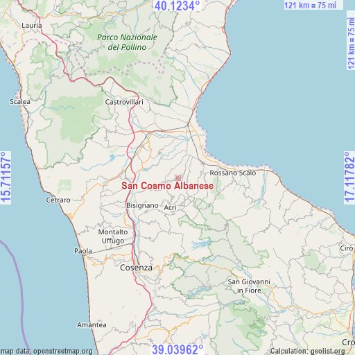 San Cosmo Albanese on map