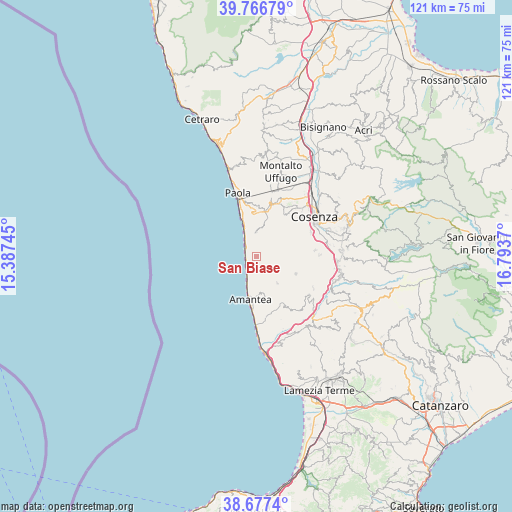 San Biase on map