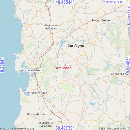 Samugheo on map