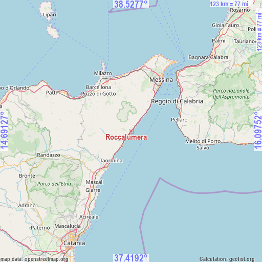 Roccalumera on map