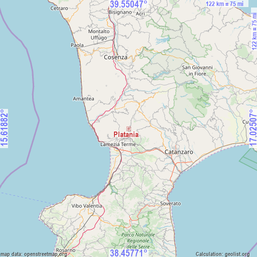 Platania on map