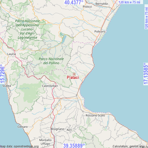 Plataci on map