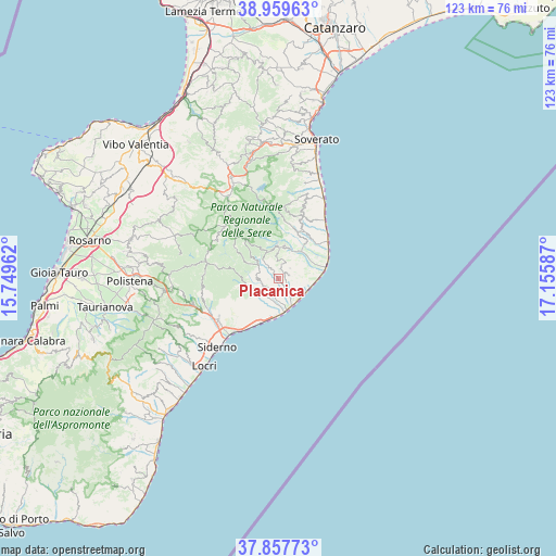 Placanica on map