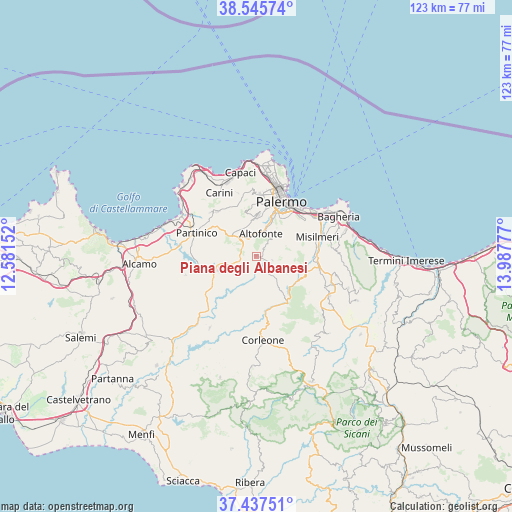 Piana degli Albanesi on map