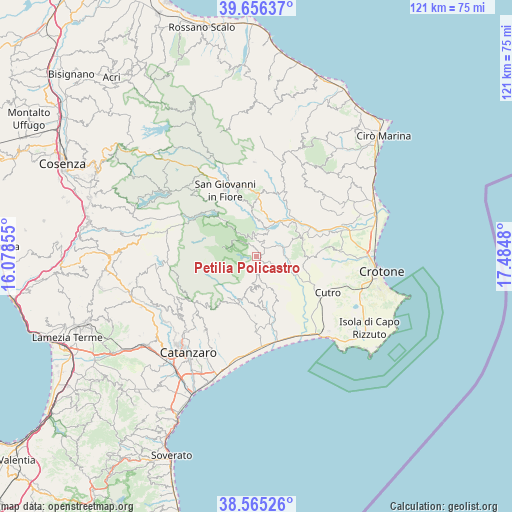 Petilia Policastro on map