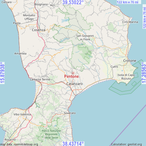 Pentone on map