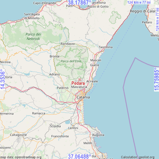 Pedara on map