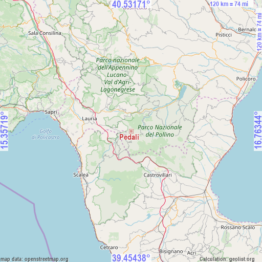 Pedali on map