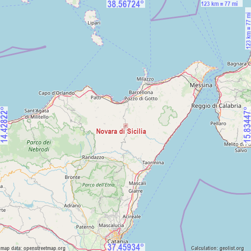 Novara di Sicilia on map