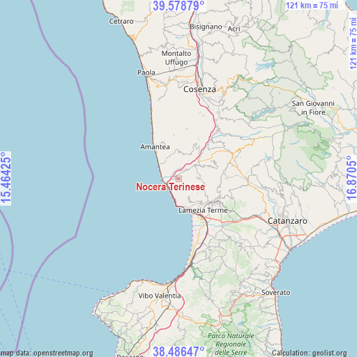 Nocera Terinese on map
