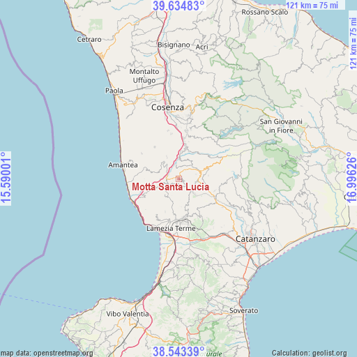 Motta Santa Lucia on map