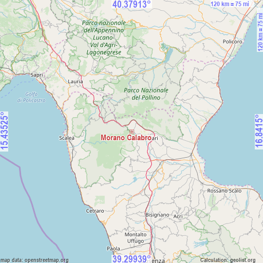 Morano Calabro on map