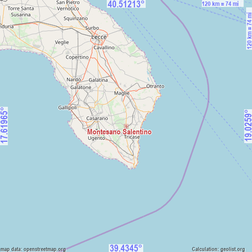 Montesano Salentino on map