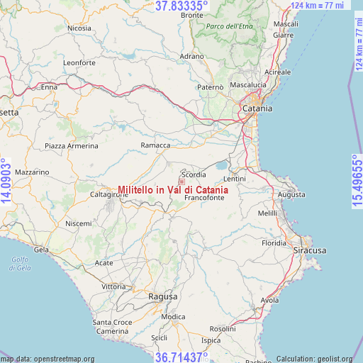 Militello in Val di Catania on map