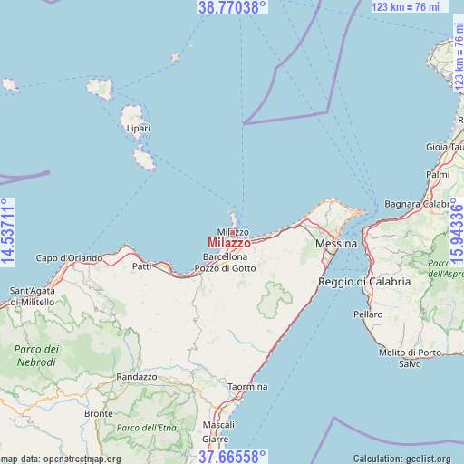 Milazzo on map
