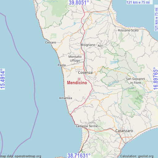 Mendicino on map