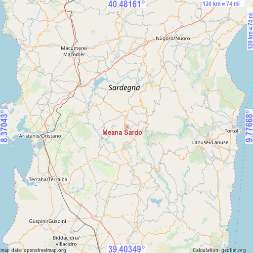 Meana Sardo on map