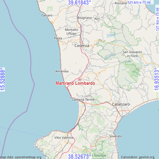 Martirano Lombardo on map