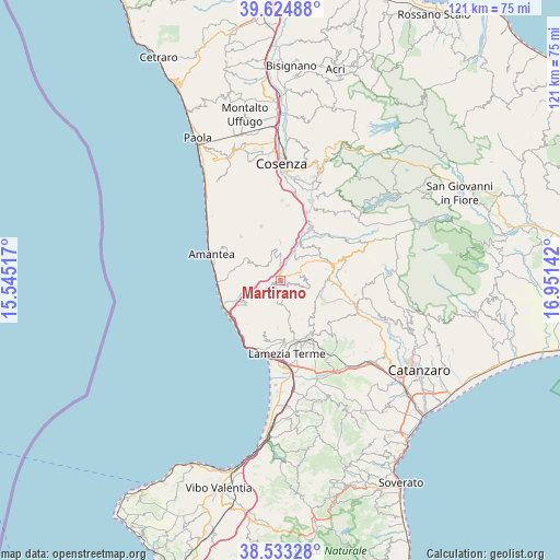 Martirano on map