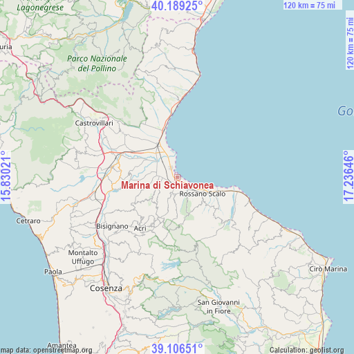 Marina di Schiavonea on map