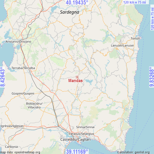 Mandas on map