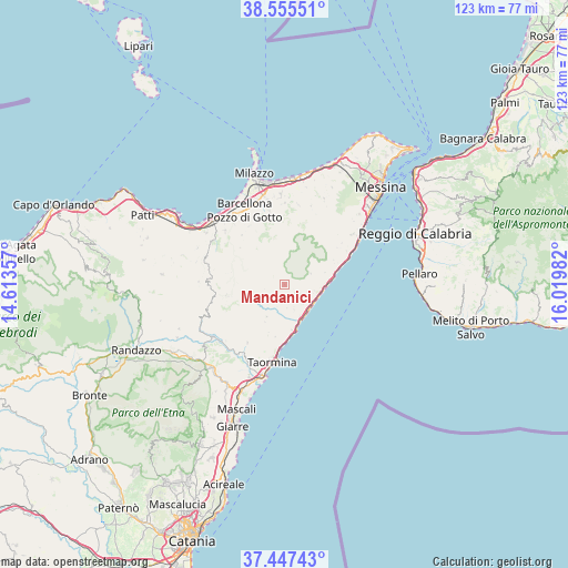 Mandanici on map