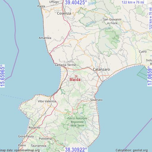 Maida on map